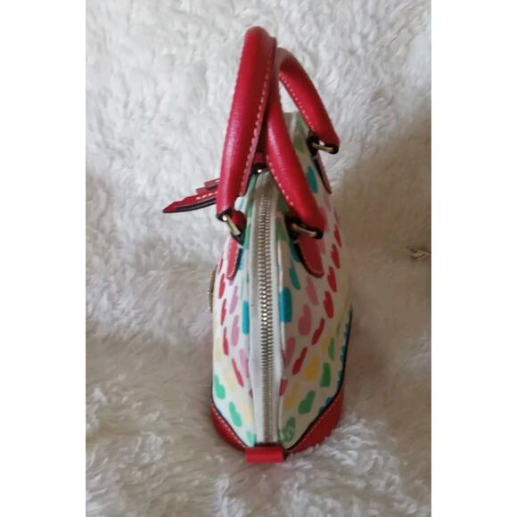 Dooney & Bourke Zip Crossbody Satchel Multi Heart Rainbow Hearts - Picture 8 of 14